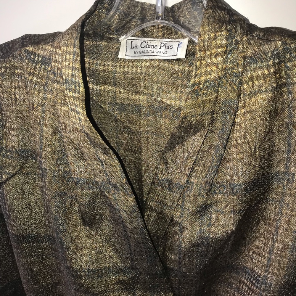 La Chine Plus vintage double breasted lightweight silky polyester blouse size 18